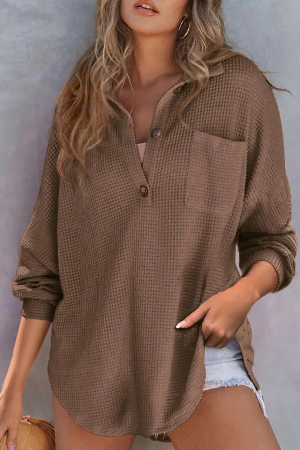 Half Button Long Sleeve Sweatshirt - Lilixa.store