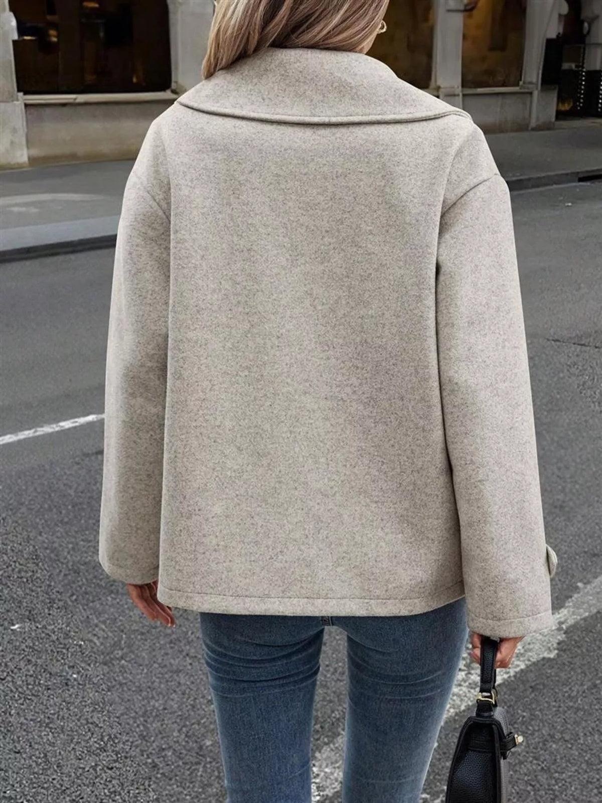 Double-Breasted Wool Blend Casual Jacket, view 3