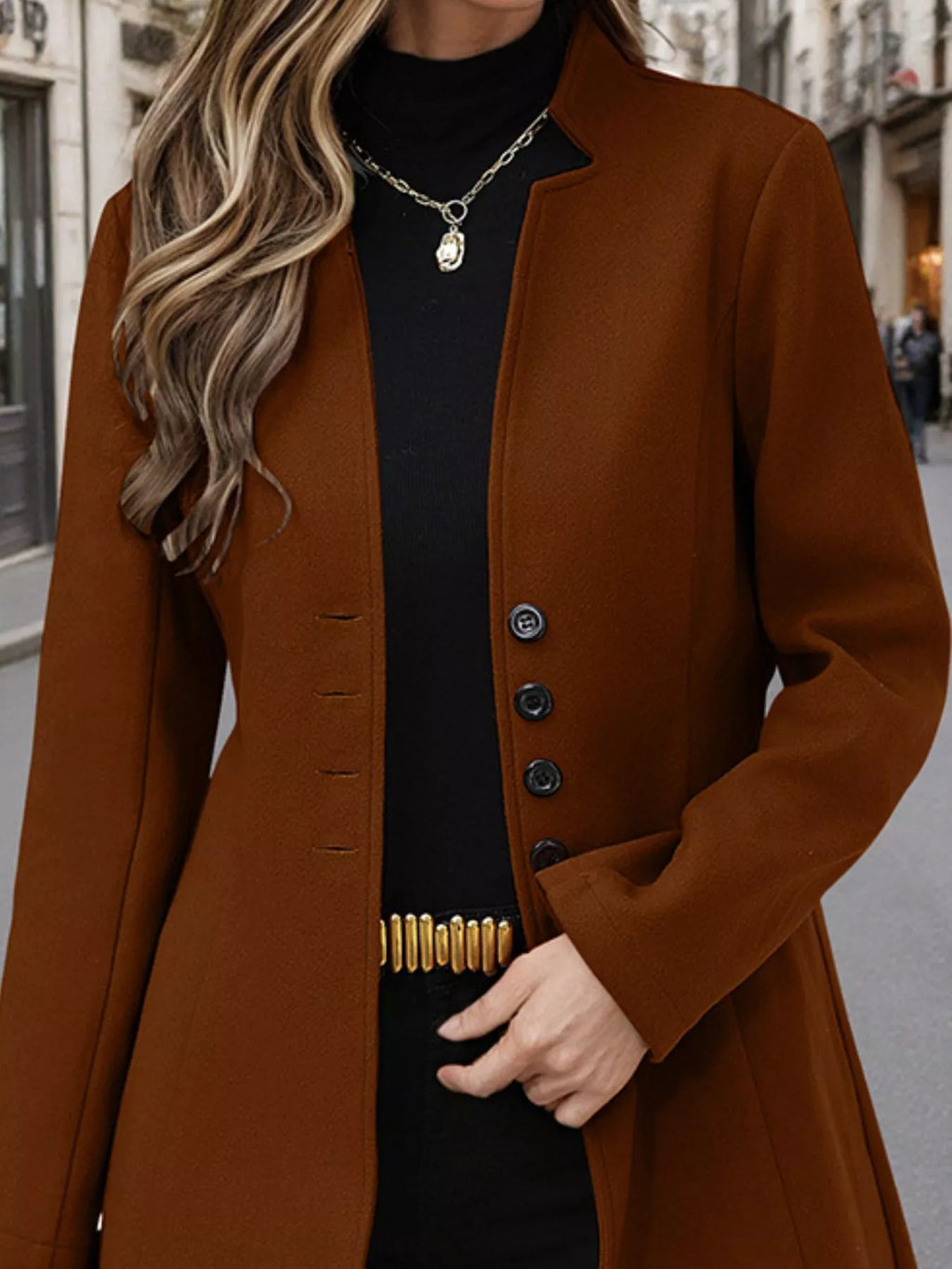 Button Up Long Sleeve Coat - Lilixa.store