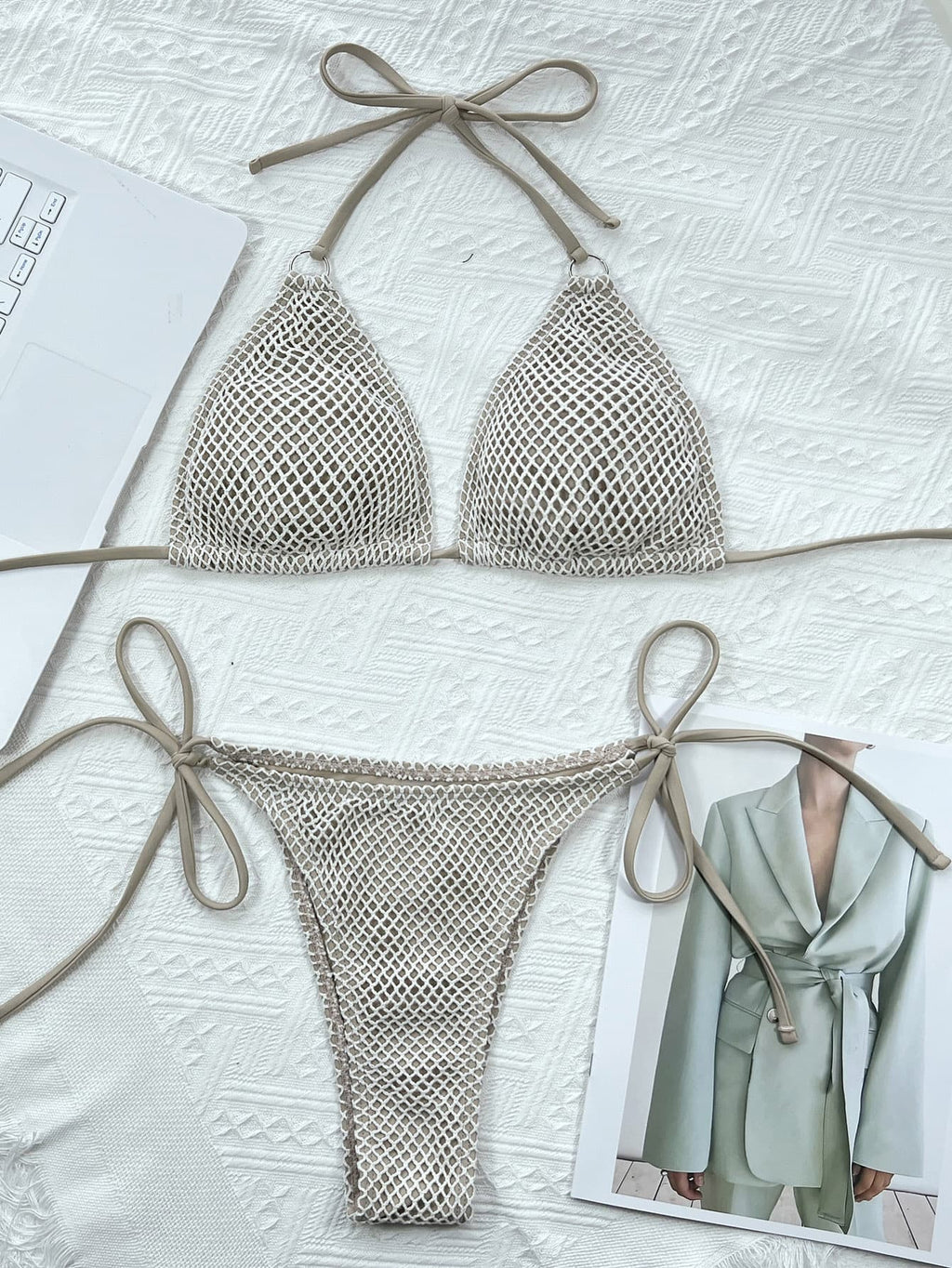 Halter Neck Tie Back Bikini Set - Lilixa.store
