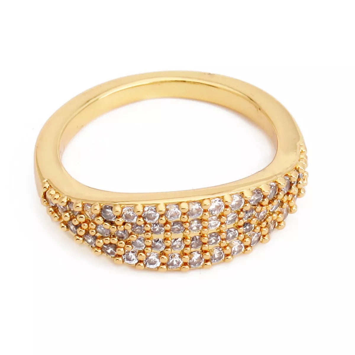 18K Gold-Plated Copper Zircon Round Ring - Lilixa.store