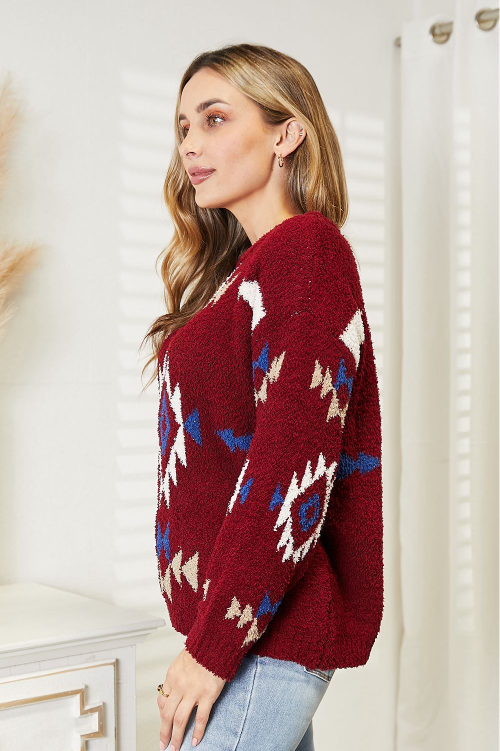 HEYSON Full Size Aztec Soft Fuzzy Sweater - Lilixa.store