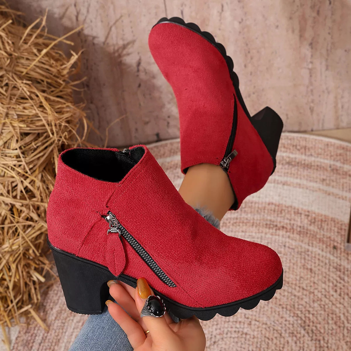 Round Toe Block Heels Boots - Lilixa.store
