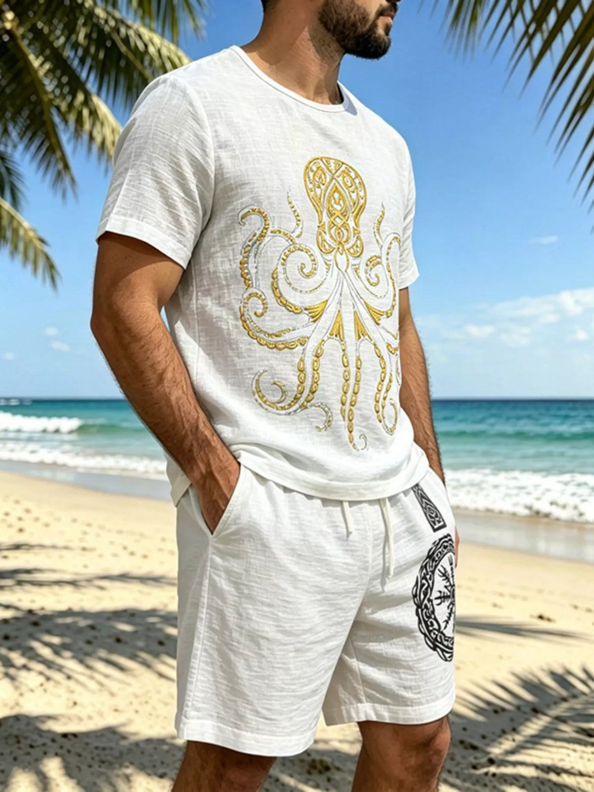 Men's Full Size Round Neck Tee and Shorts Set Plus Size - Lilixa.store
