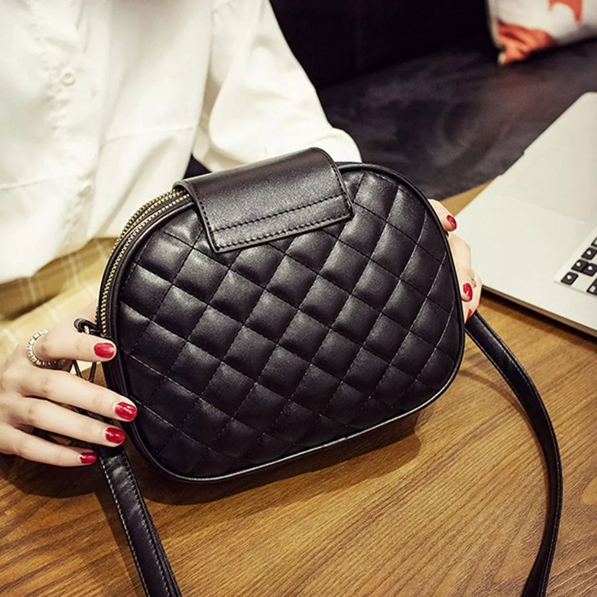 Quilted Turn-Lock Crossbody Bag - Lilixa.store