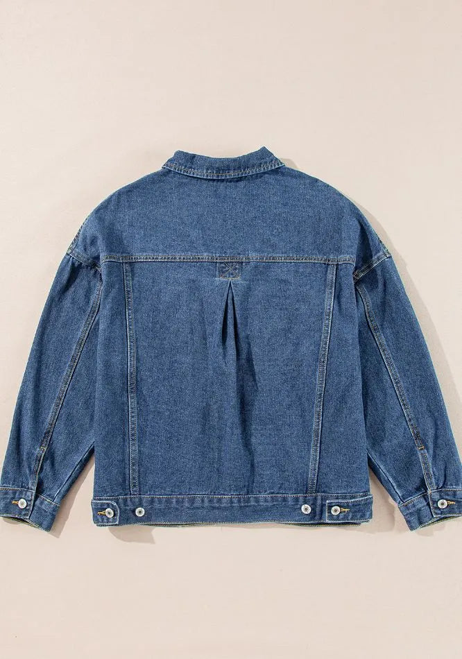 Pocketed Button Up Denim Jacket in Light Blue, view 21