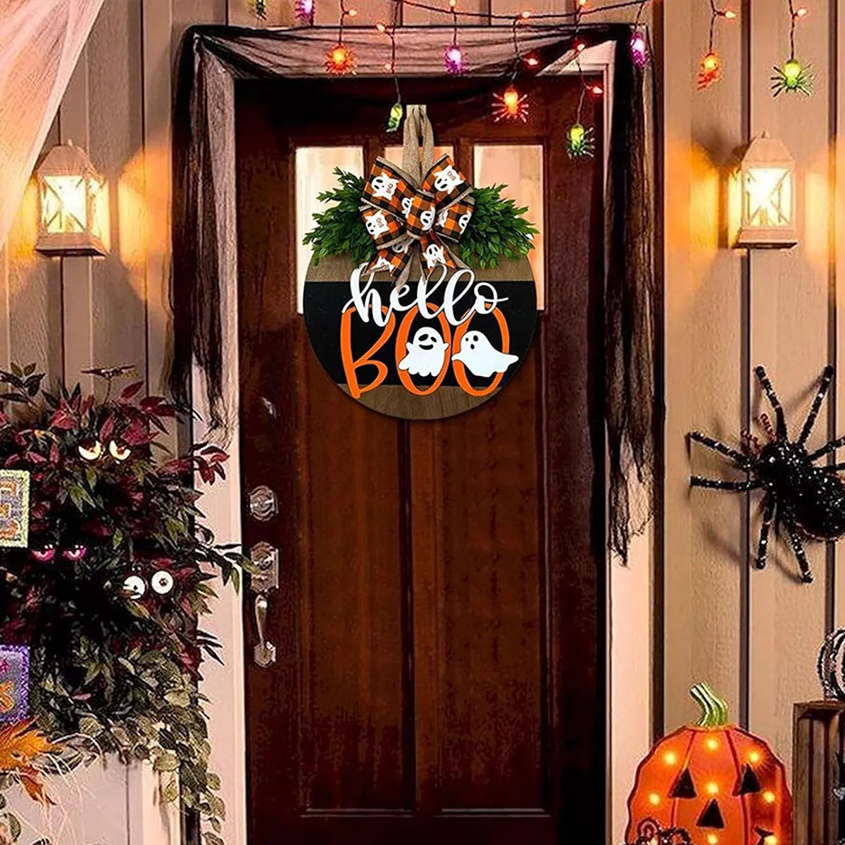 Hello BOO Halloween Decorative Wooden Door Hanger - Lilixa.store