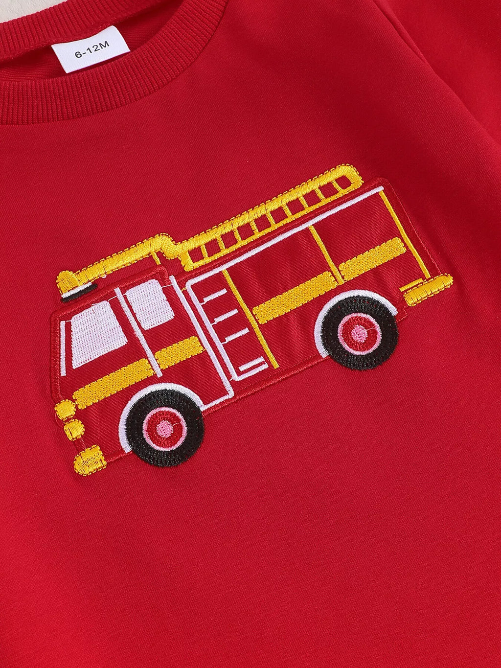 Children's Fire Truck Embroidered Top and Pants Set - Lilixa.store
