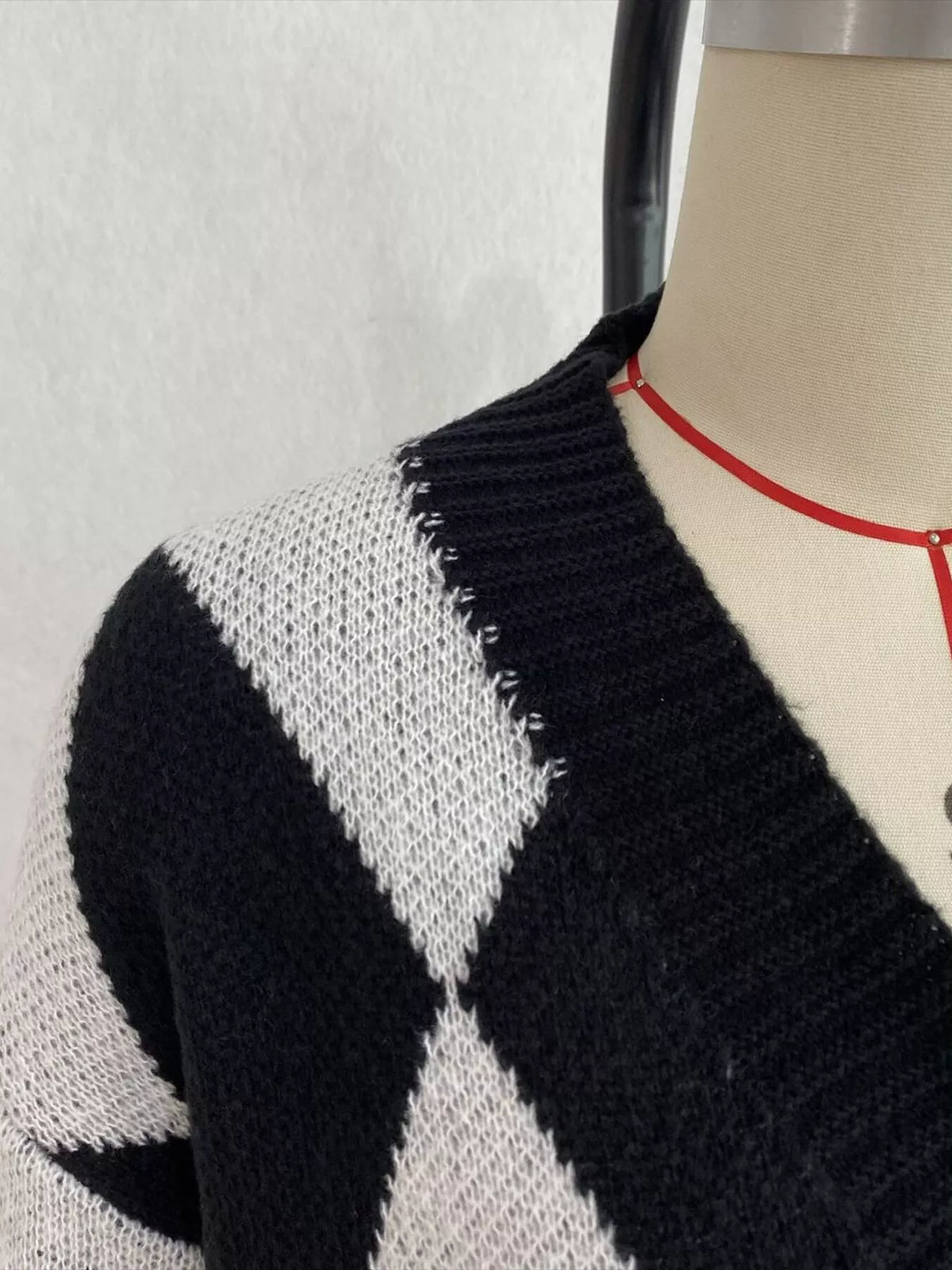 Argyle Pattern V-Neck Button-Down Cardigan, view 6