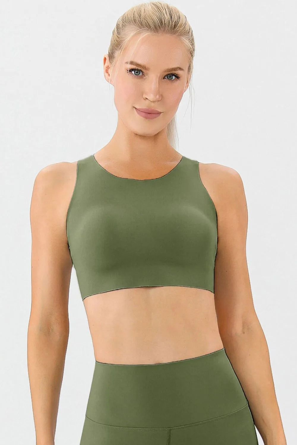 Round Neck Wide Strap Active Bra - Lilixa.store