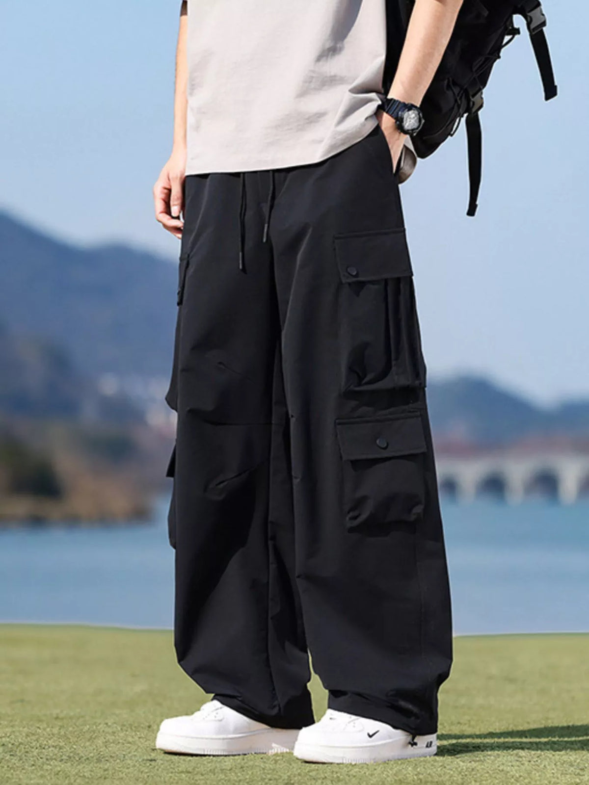 Men's Plus Size Loose Fit Multi-Pocket Cargo Pants, view 2