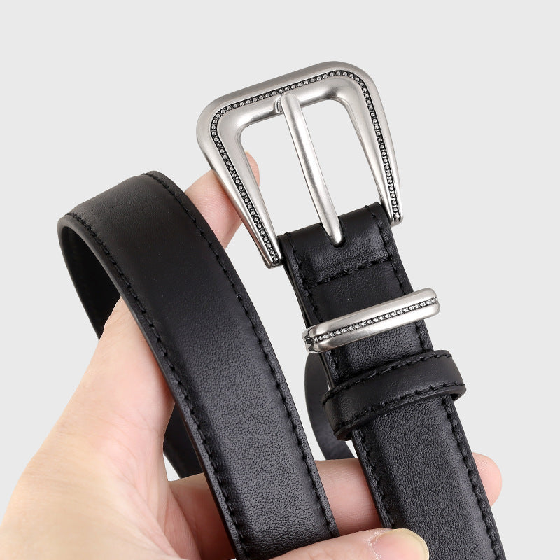Leather Belt with Silver Buckle - Lilixa.store