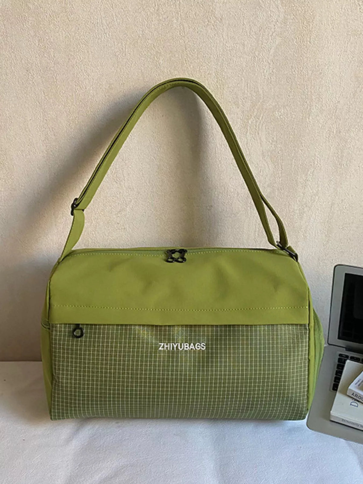 Plaid Oxford Cloth Travel Bag, view 4