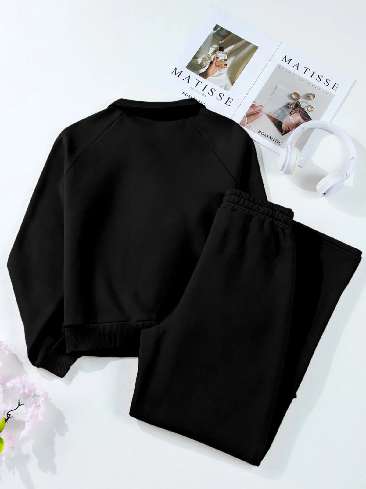 Collared Sweatshirt and High Waist Pants Active Set - Lilixa.store