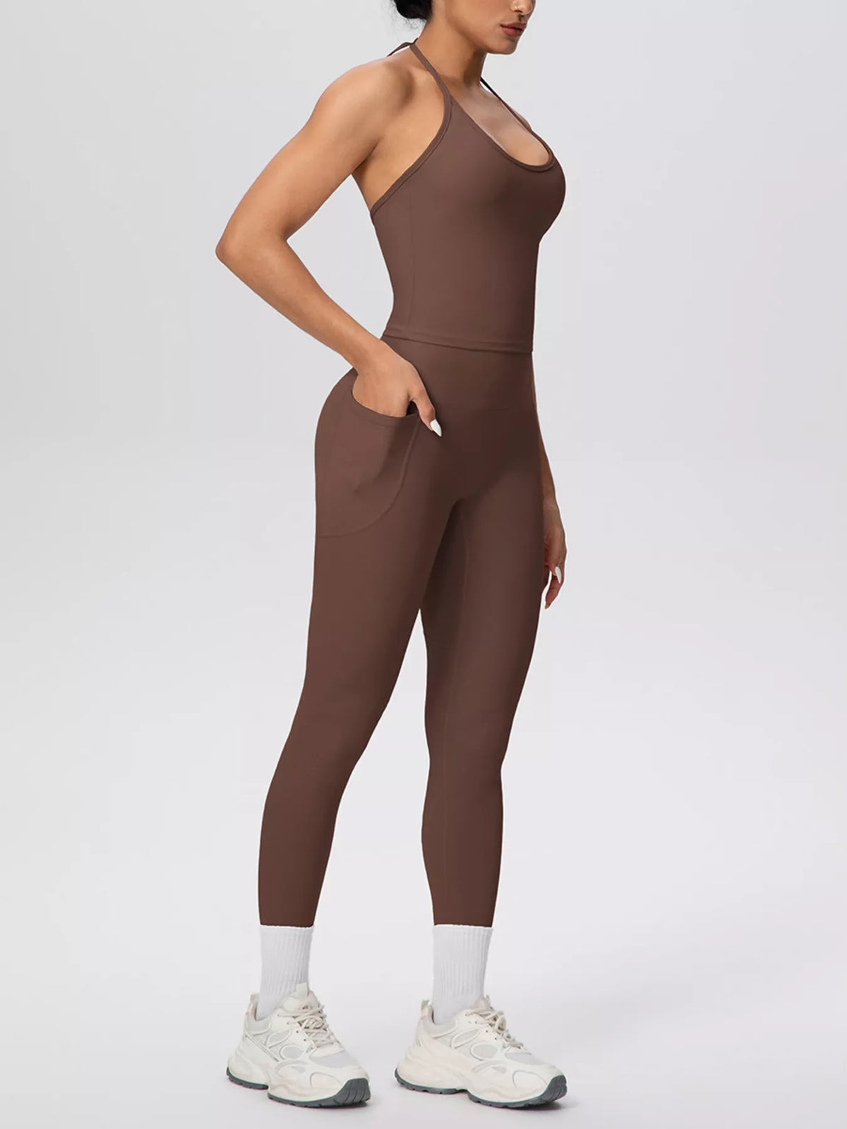 Halter Neck Cami and High-Waisted Leggings Active Set - Lilixa.store