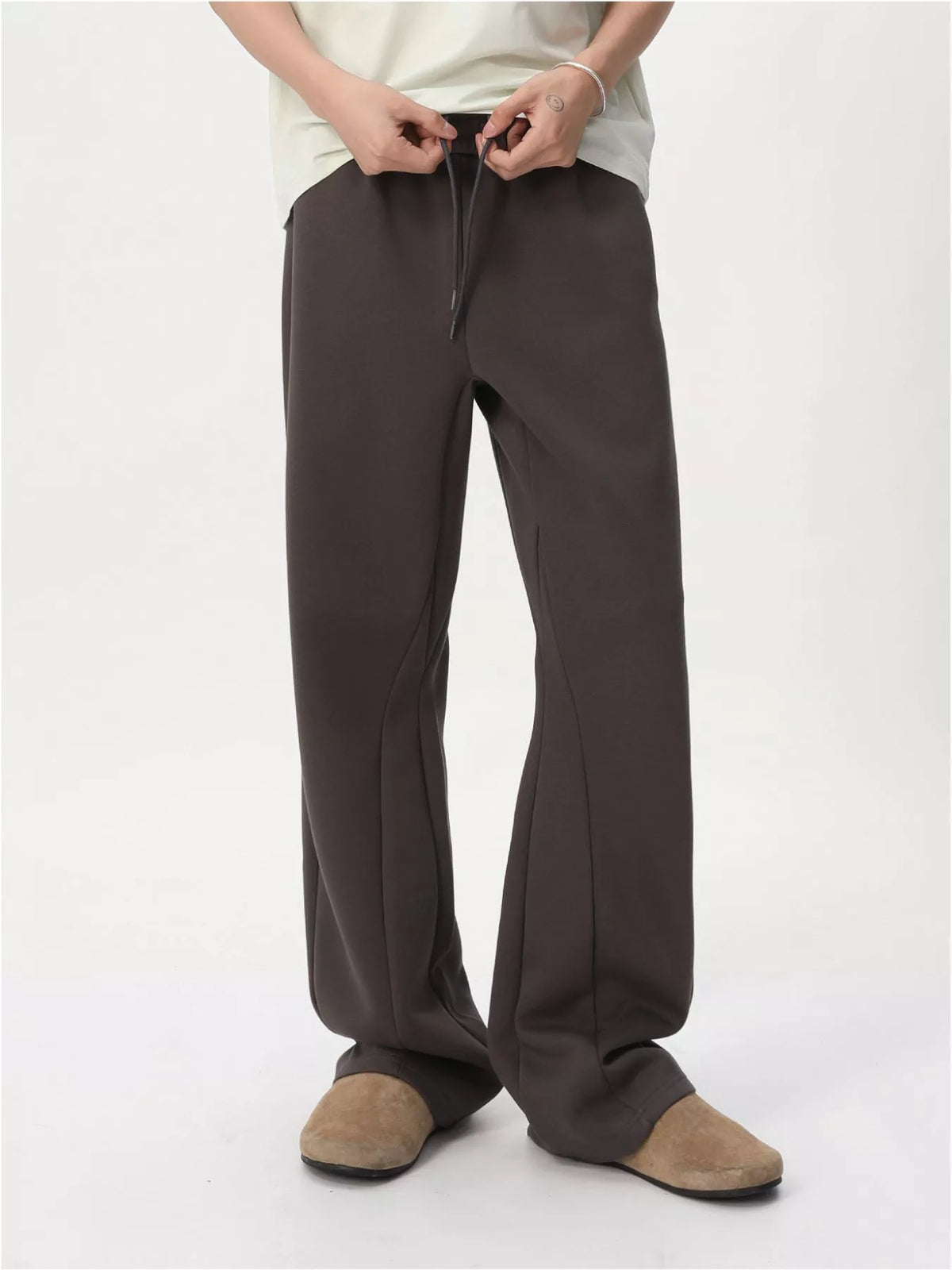 Men's Loose Fit Drawstring Pants in Dark Gray