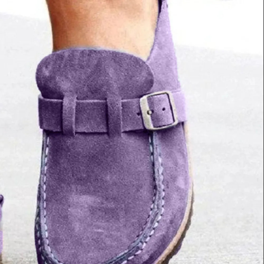 Round Toe Low Heel Buckle Loafers - Lilixa.store