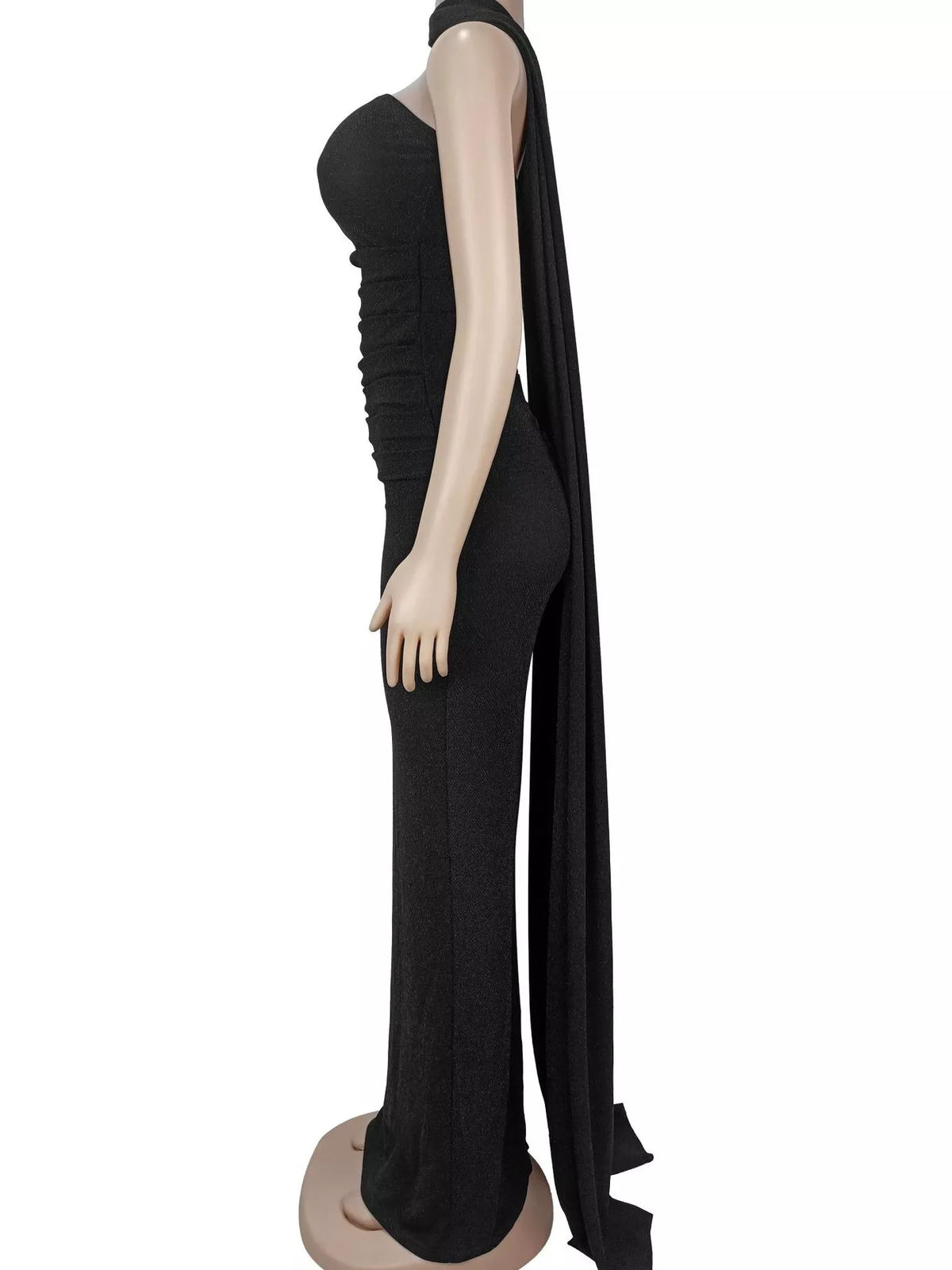 Slit Glitter Tube Maxi Dress with Scarf - Lilixa.store