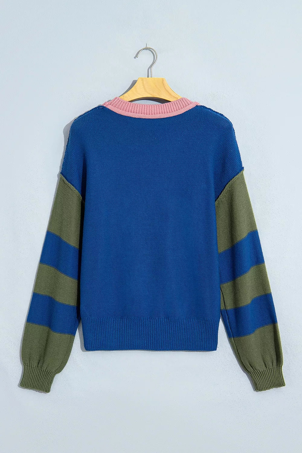 Multicolour Western Colorblock Patchwork Striped Long Sleeve Sweater - Lilixa.store
