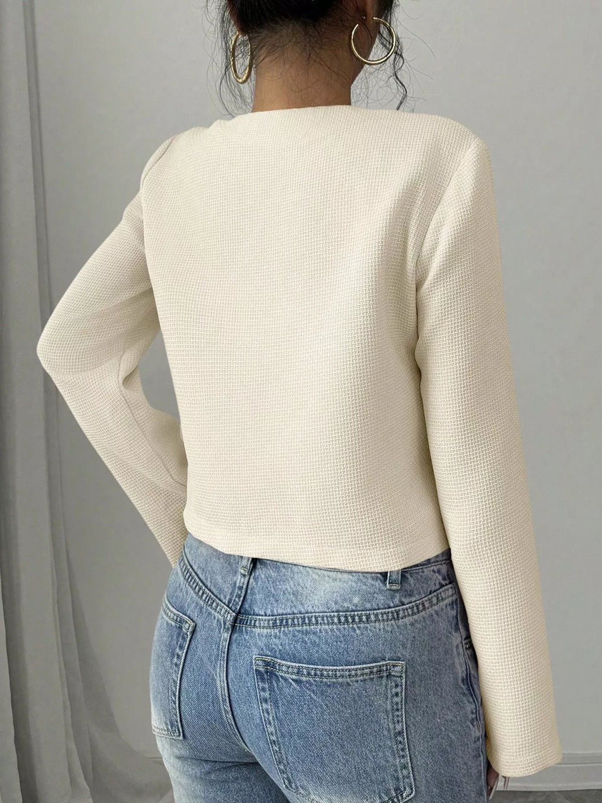 Bow Detail Cropped Outerwear, view 5