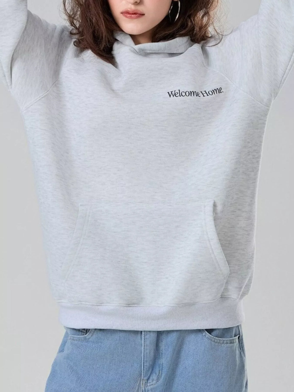 'Welcome Home' Graphic Raglan Sleeve Hoodie - Lilixa.store