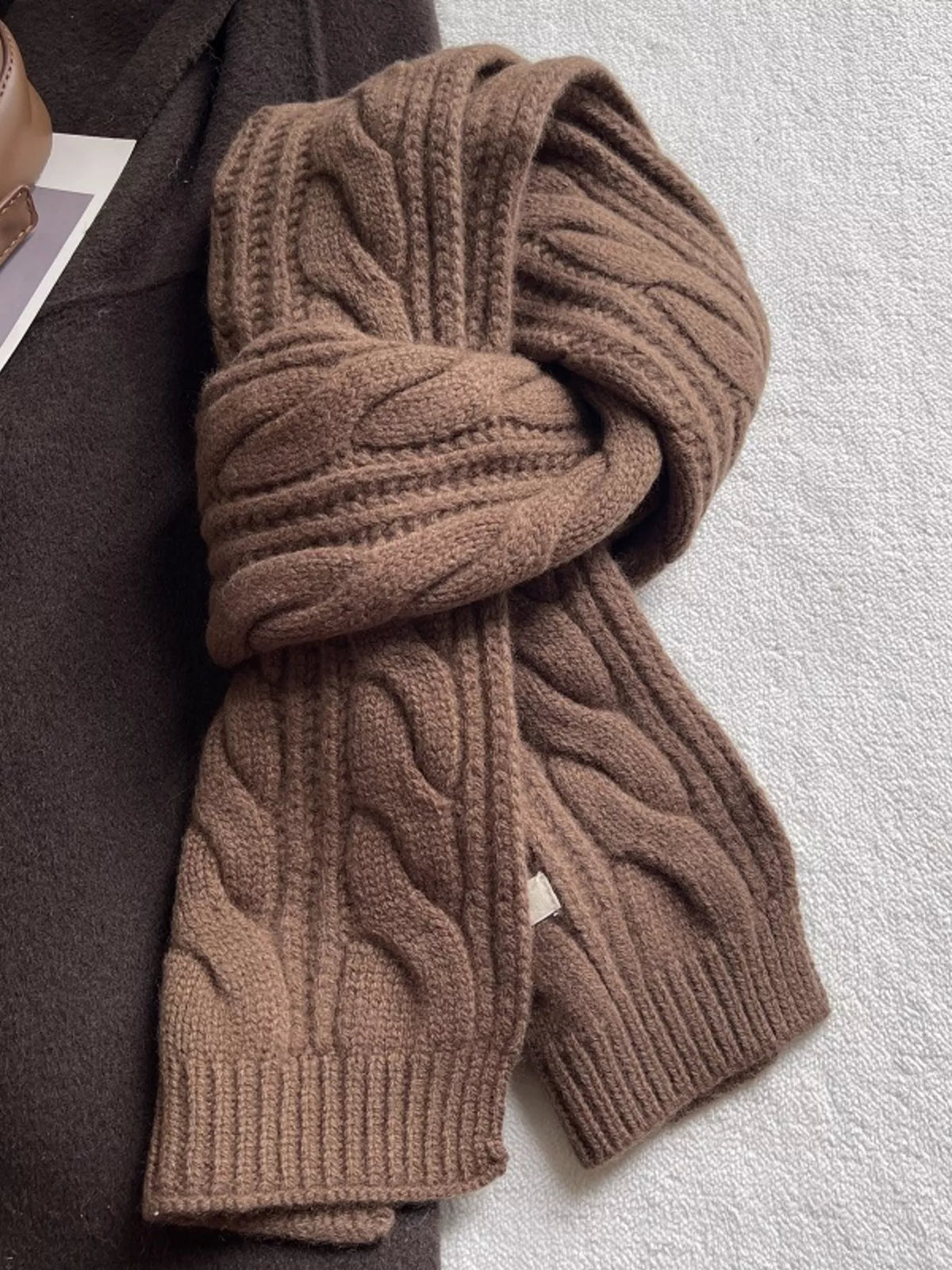 Wool Cable Knit Winter Scarf - Lilixa.store