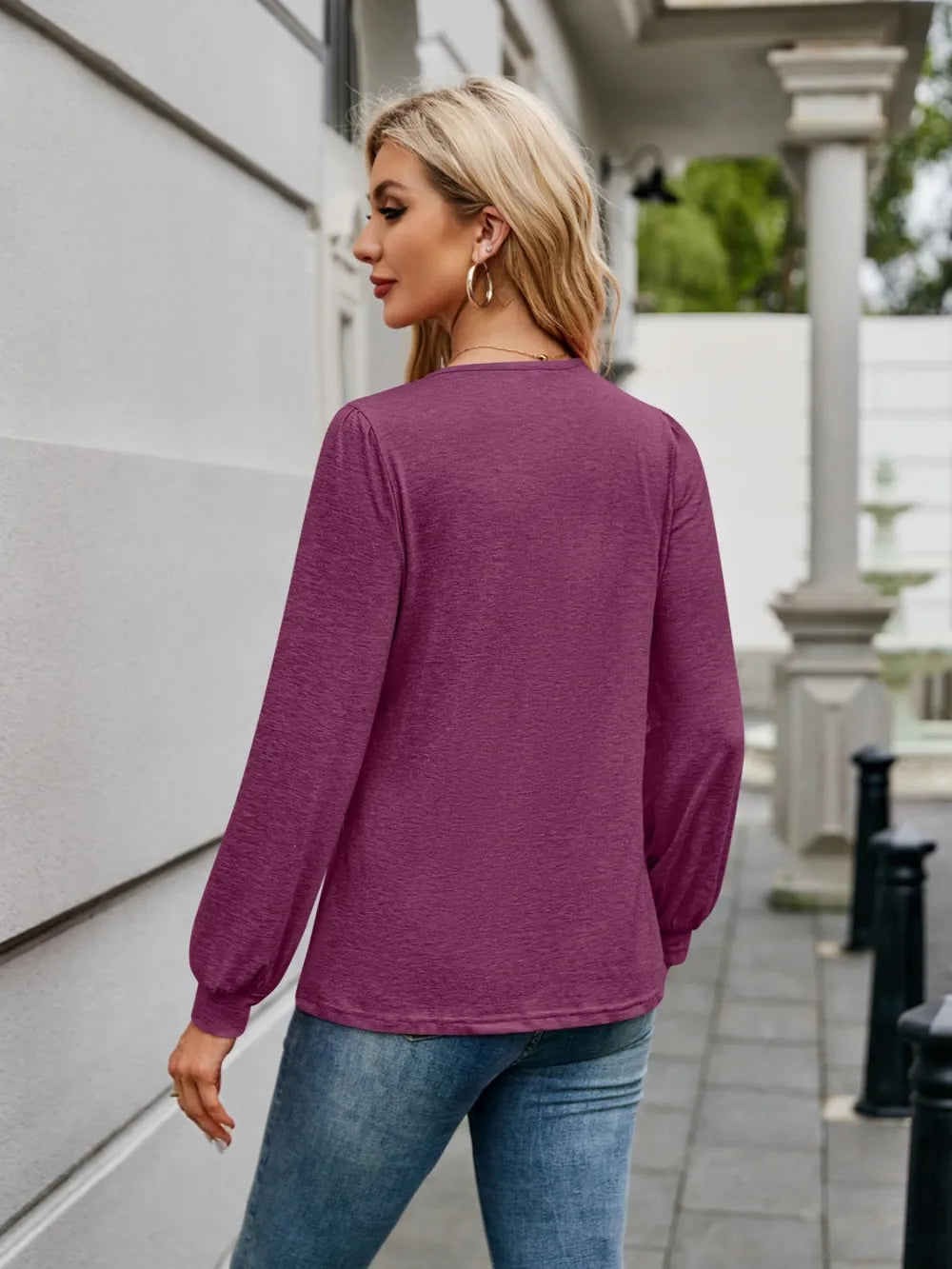 V-Neck Long Sleeve T-Shirt - Lilixa.store