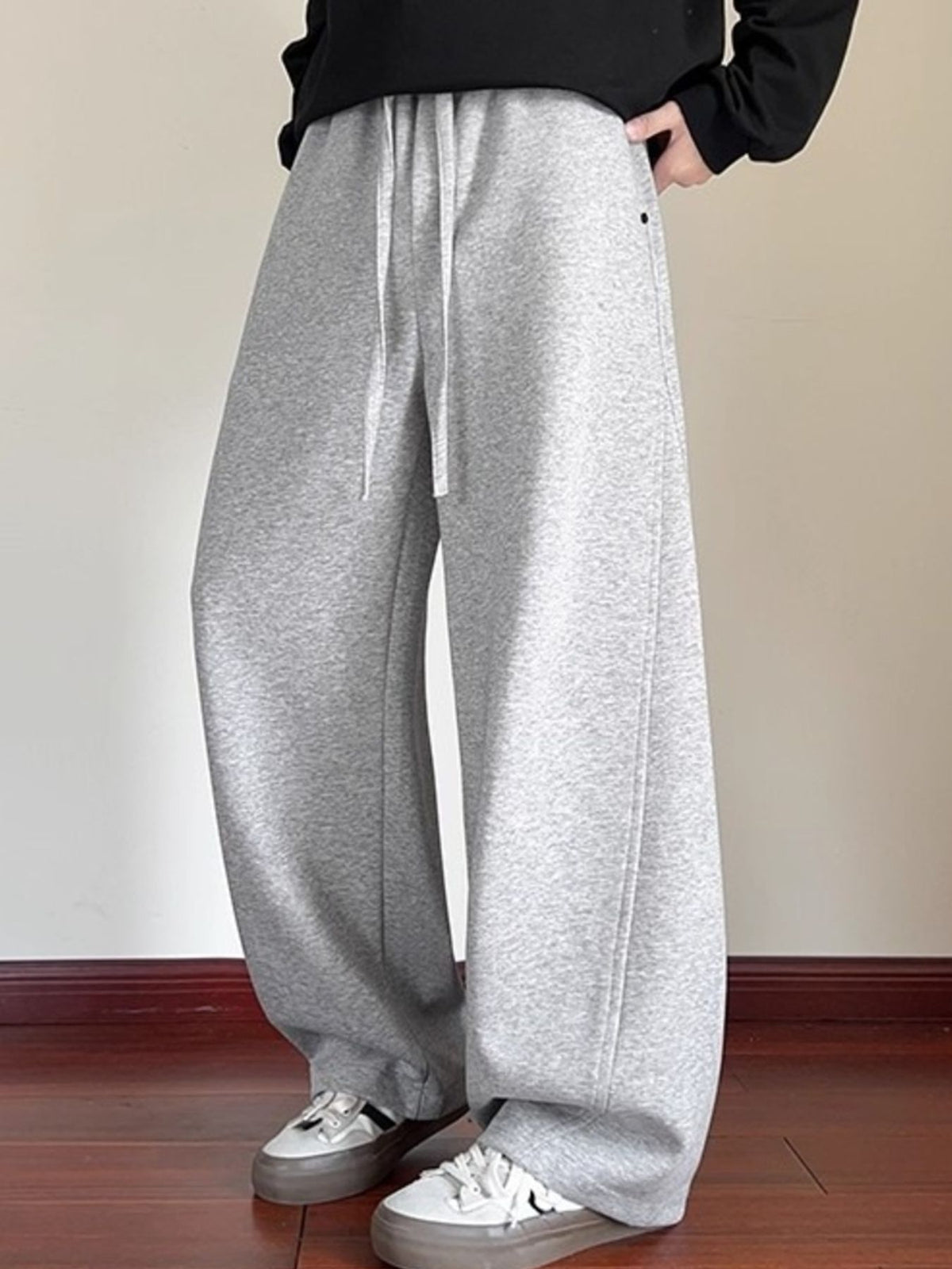 Men's Plus Size Drawstring Wide Leg Pants, view 5