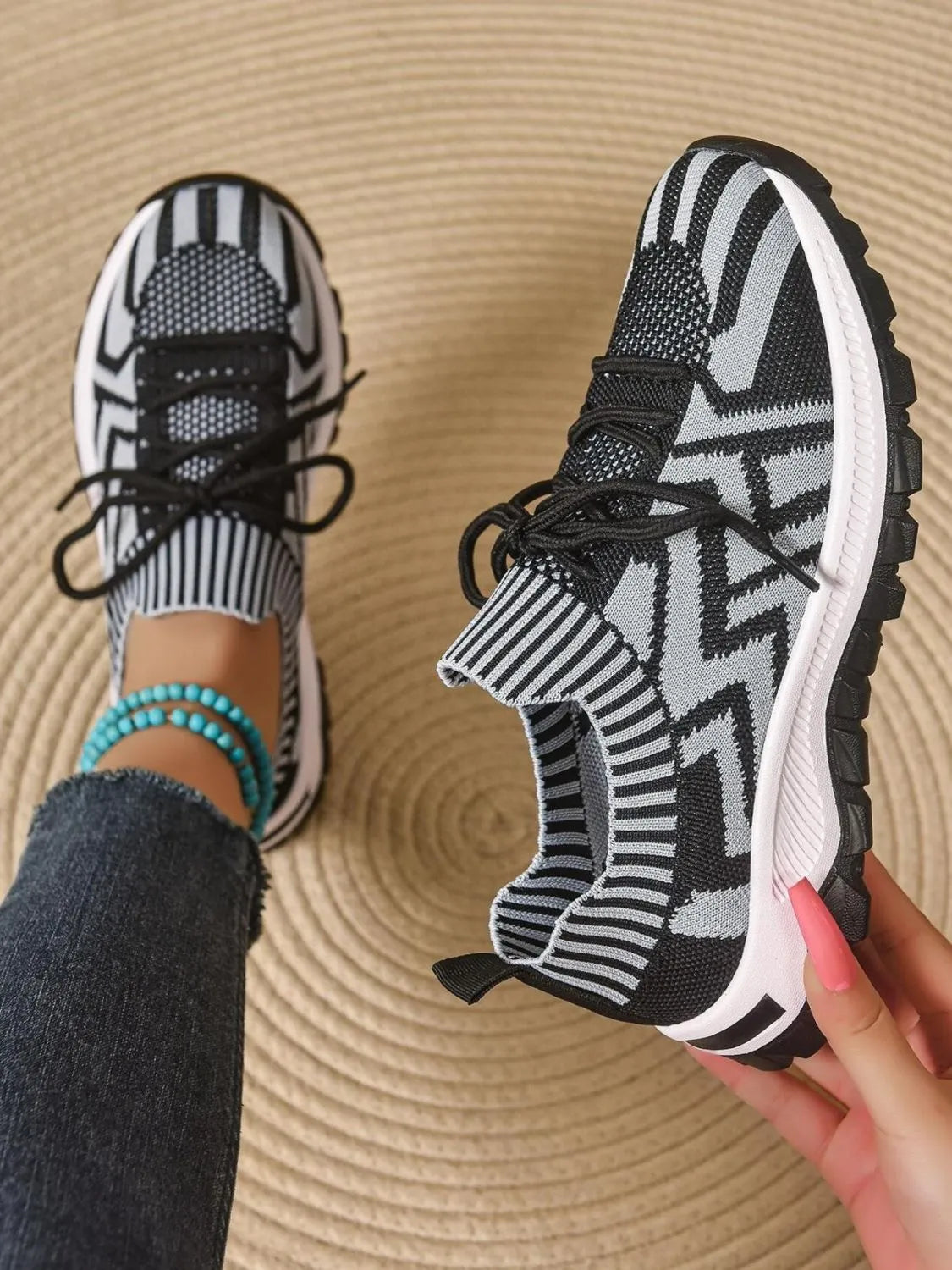 Mesh Knit Lace Up Athletic - Lilixa.store