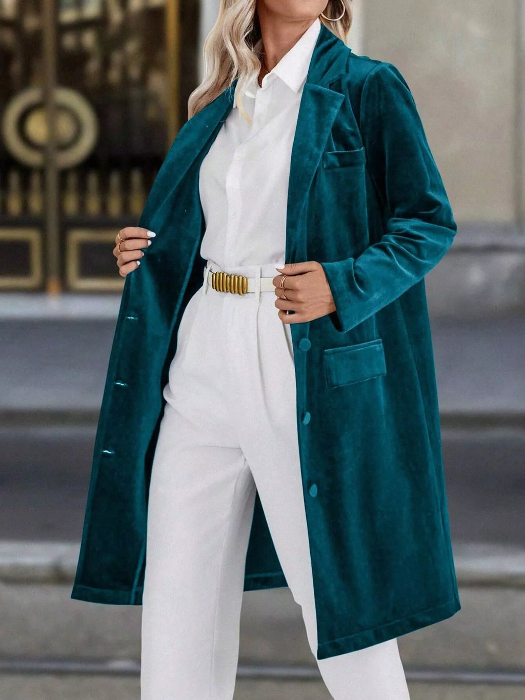 Lapel Collar Long Sleeve Longline Coat - Lilixa.store