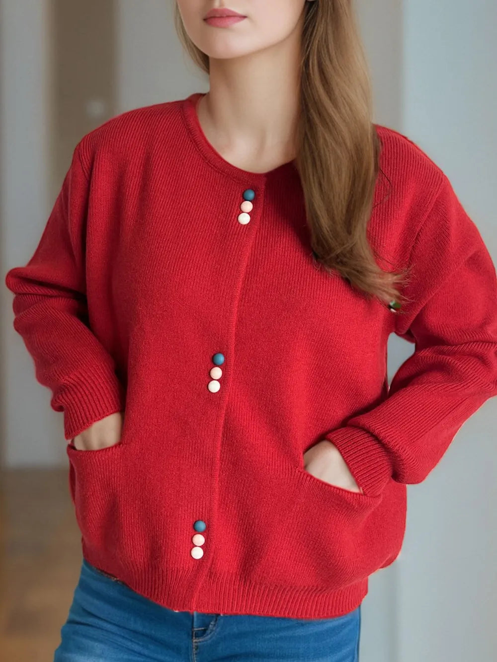 Button Down Long Sleeve Cardigan with Pockets - Lilixa.store