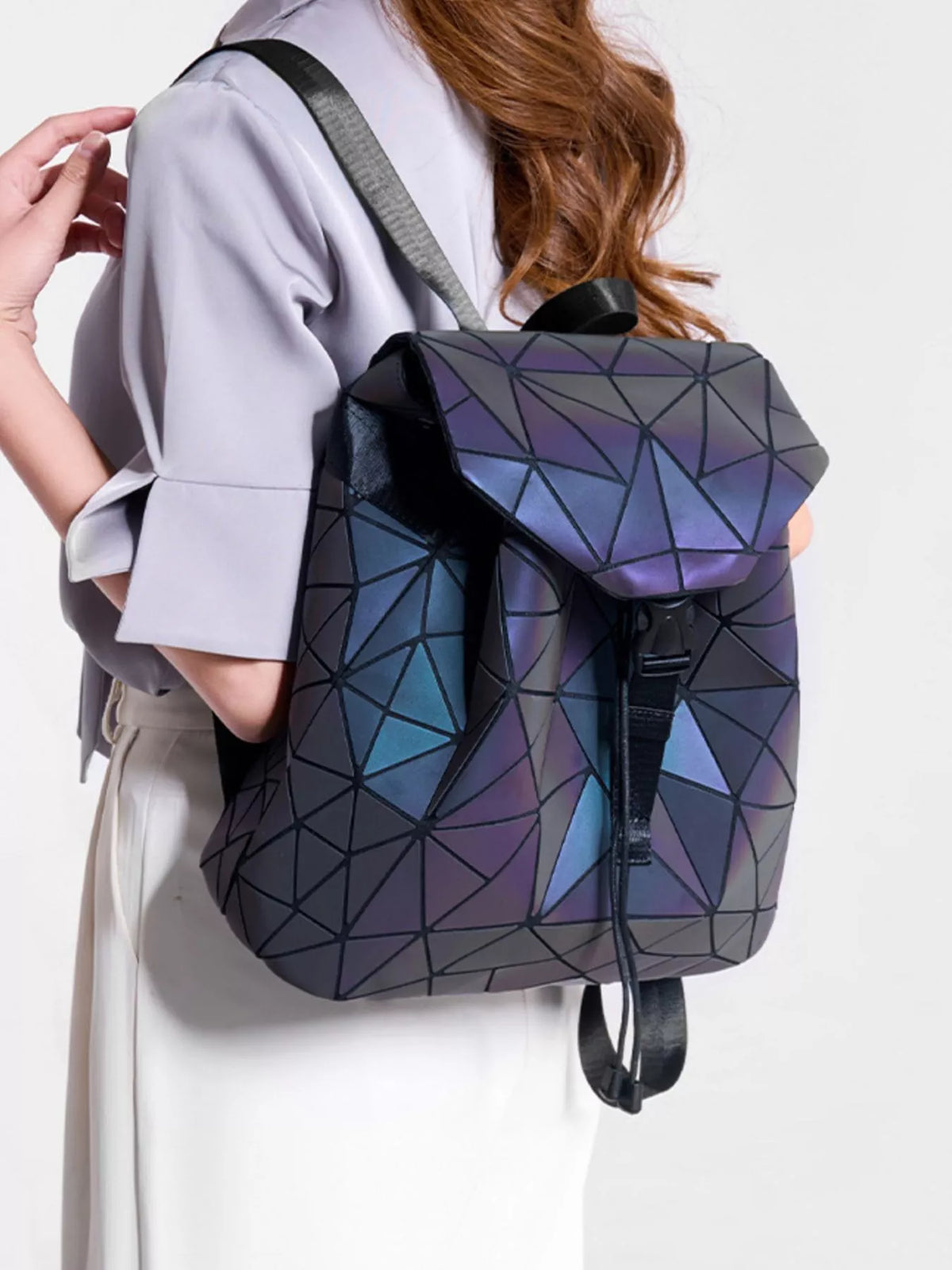 Geometric Buckle Backpack Bag - Lilixa.store