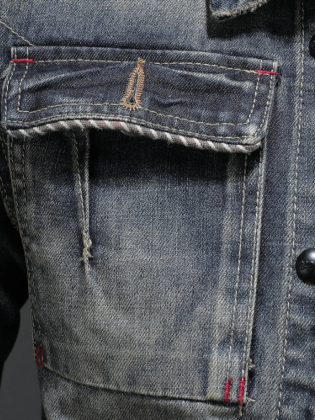 Men's Plus Size Washed Zip Up Denim Jacket with Chest Pockets - Lilixa.store
