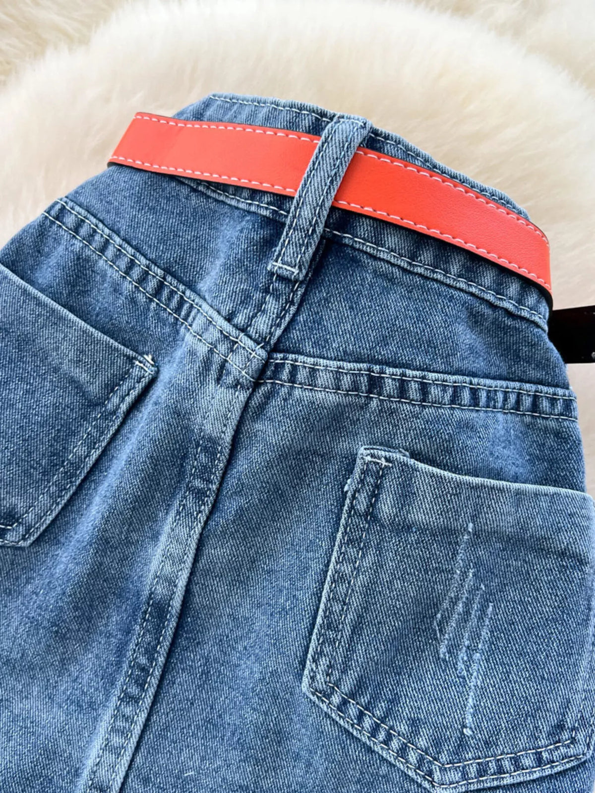 Full Size Striped Patchwork Denim Skirt Plus Size - Lilixa.store