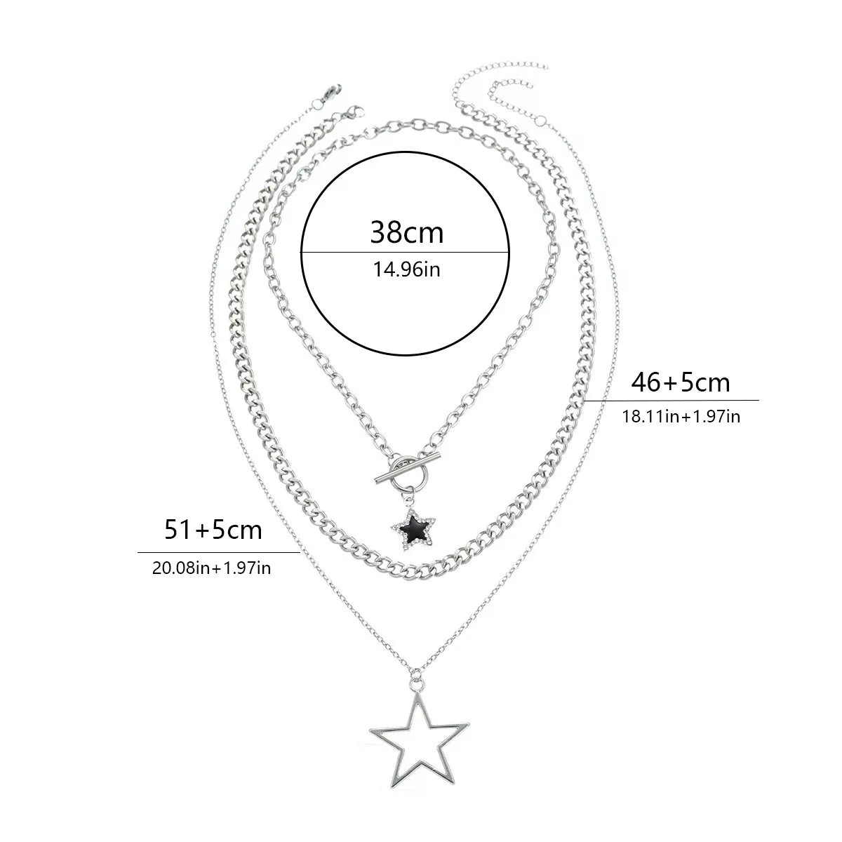3-Piece Layered Star Pendant Necklace - Lilixa.store
