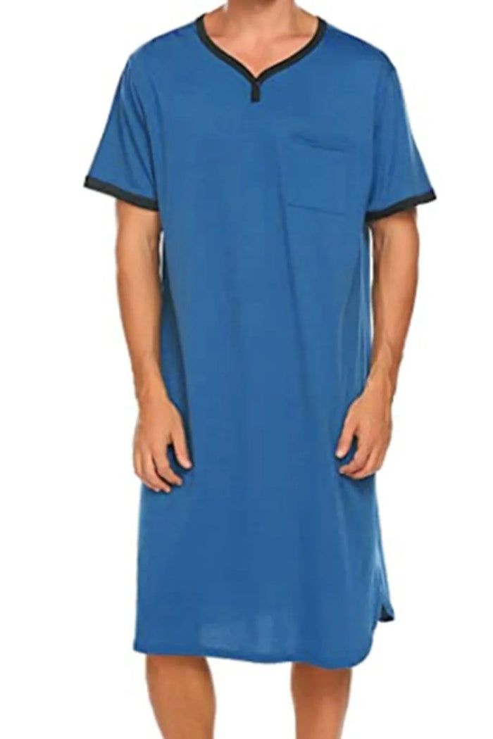 Men's Plus Size Contrast Trim Short Sleeve Lounge Tee Dress - Lilixa.store