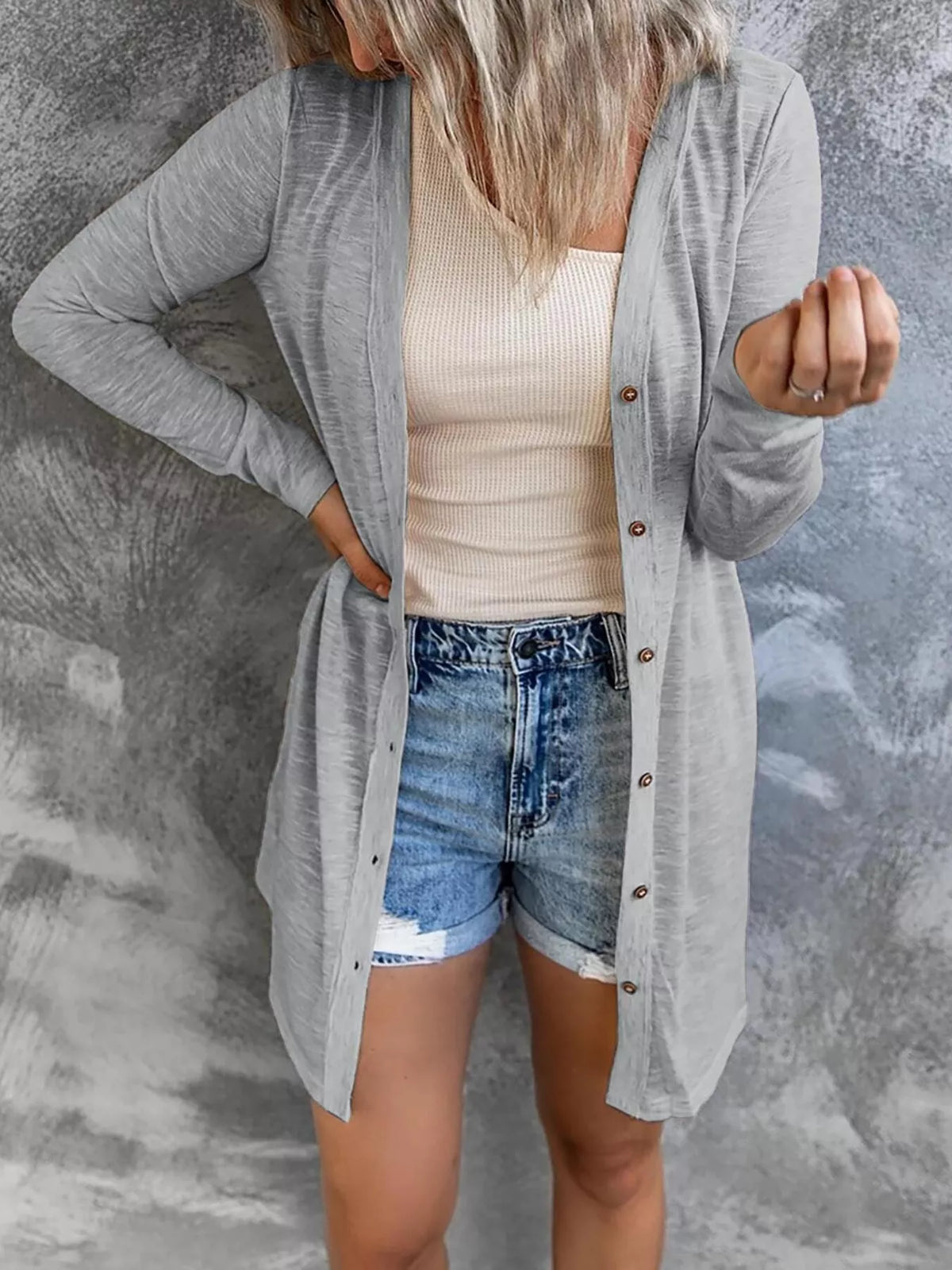 Full Size Lightweight Button-Up Cardigan Plus Size - Lilixa.store