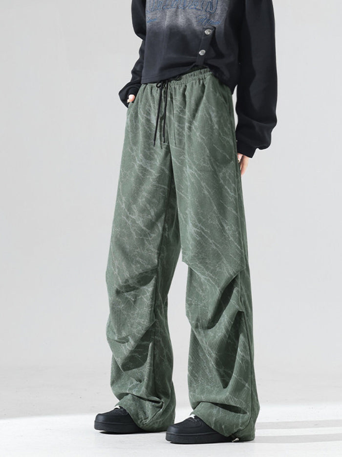 Men's Plus Size Vintage Wash Wide Leg Pants in Sage