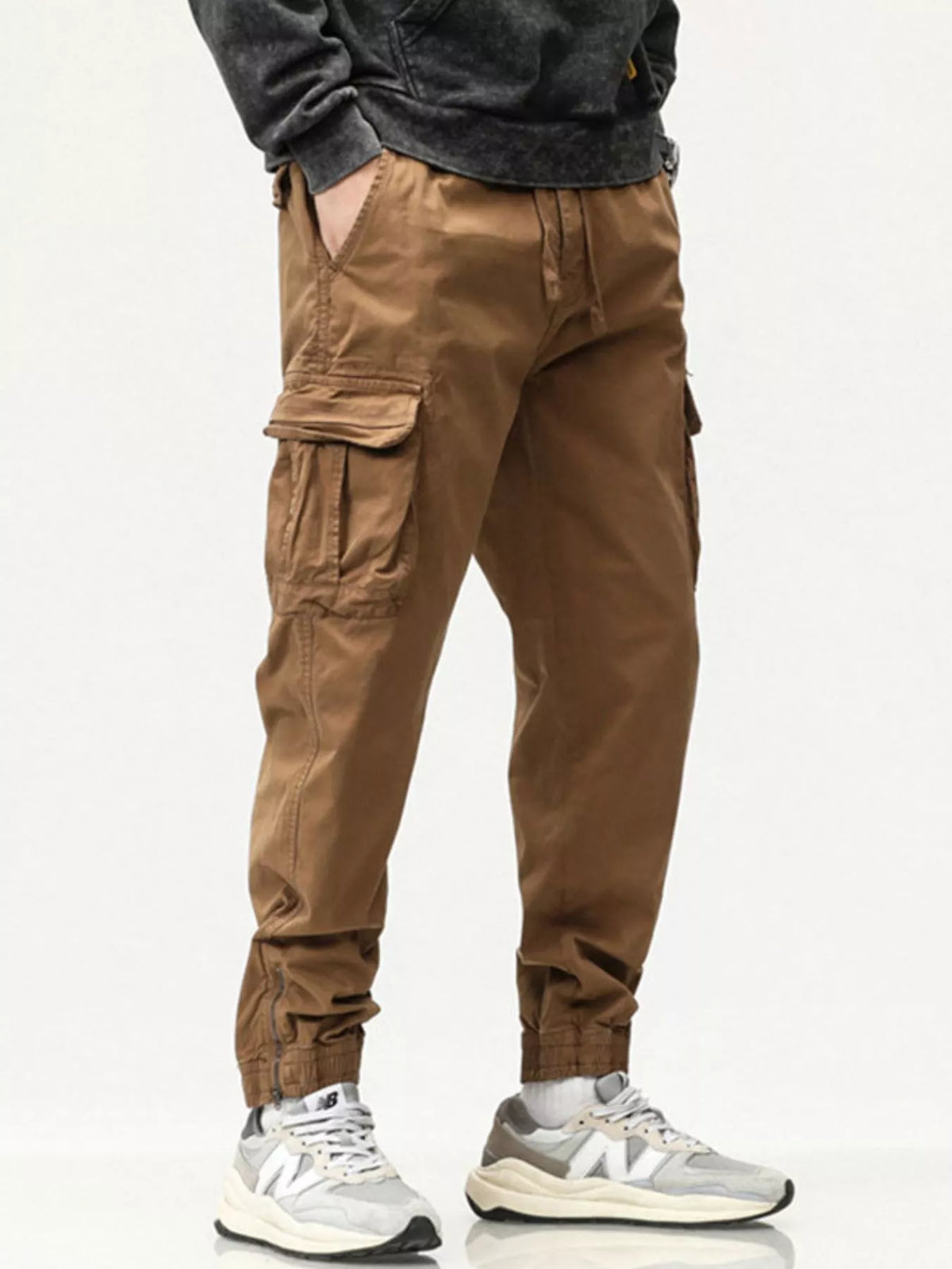 Men's Full Size Casual Cargo Pants with Drawstring Waist Plus Size, view 4