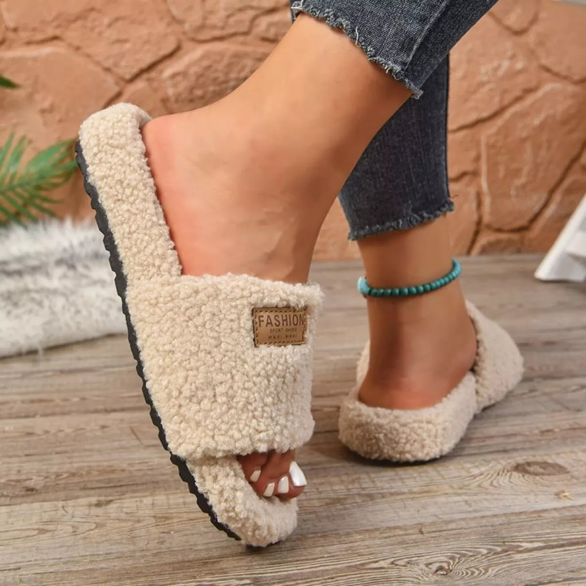 Fuzzy Open Toe Slippers - Lilixa.store