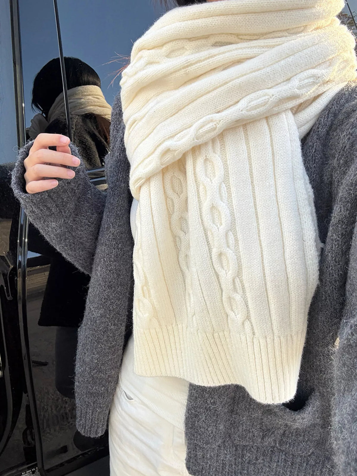 Textured Knit Winter Scarf - Lilixa.store