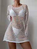 Crochet Knit Long Sleeve Cover-Up - Lilixa.store