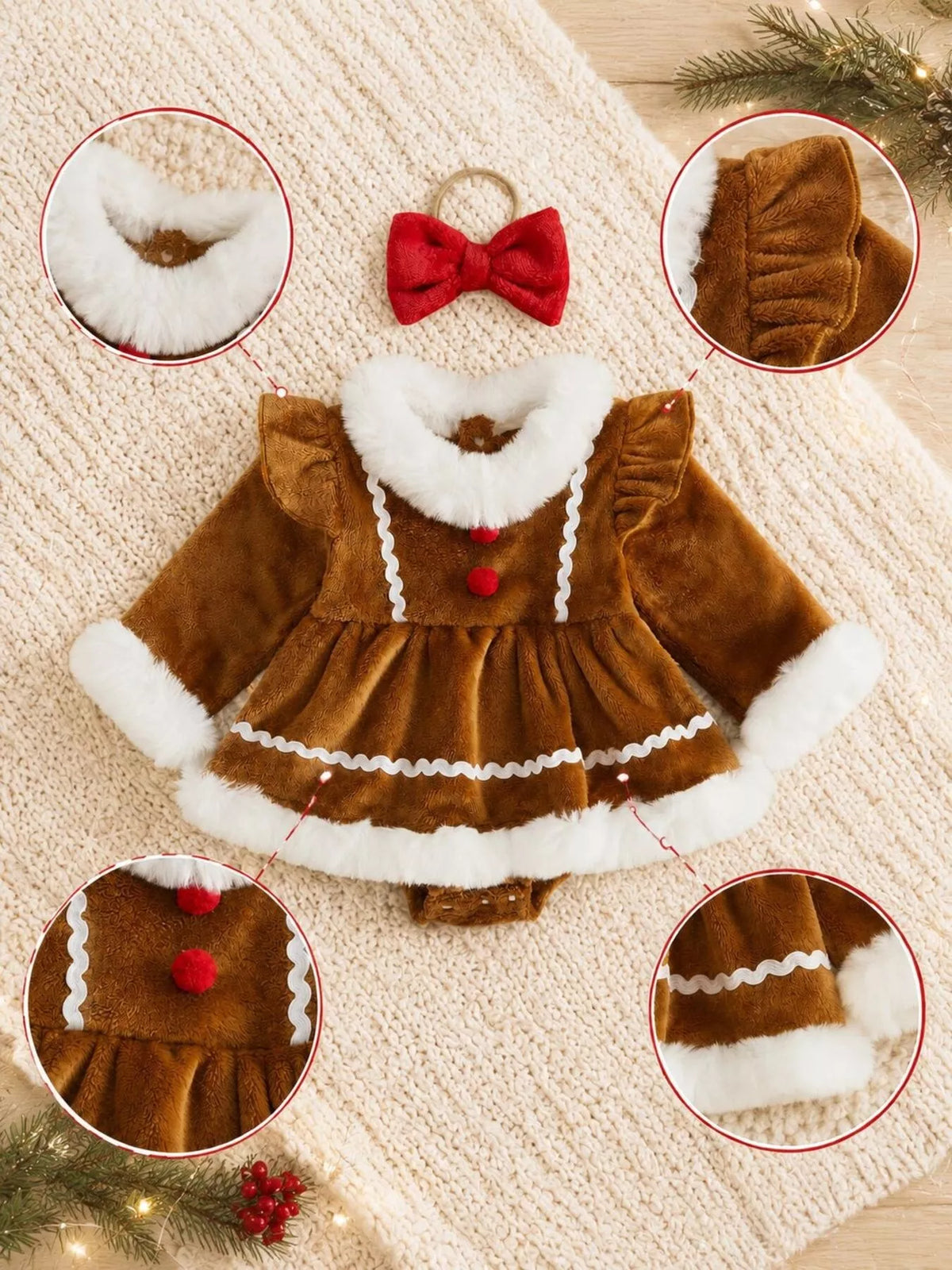 Children's Christmas Bodysuit Dress and Headband Set - Lilixa.store