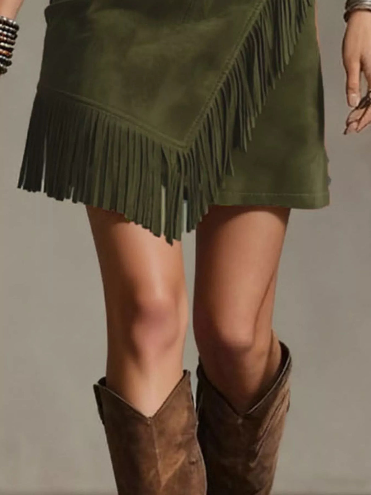 Fringed Wrap Mini Skirt - Lilixa.store