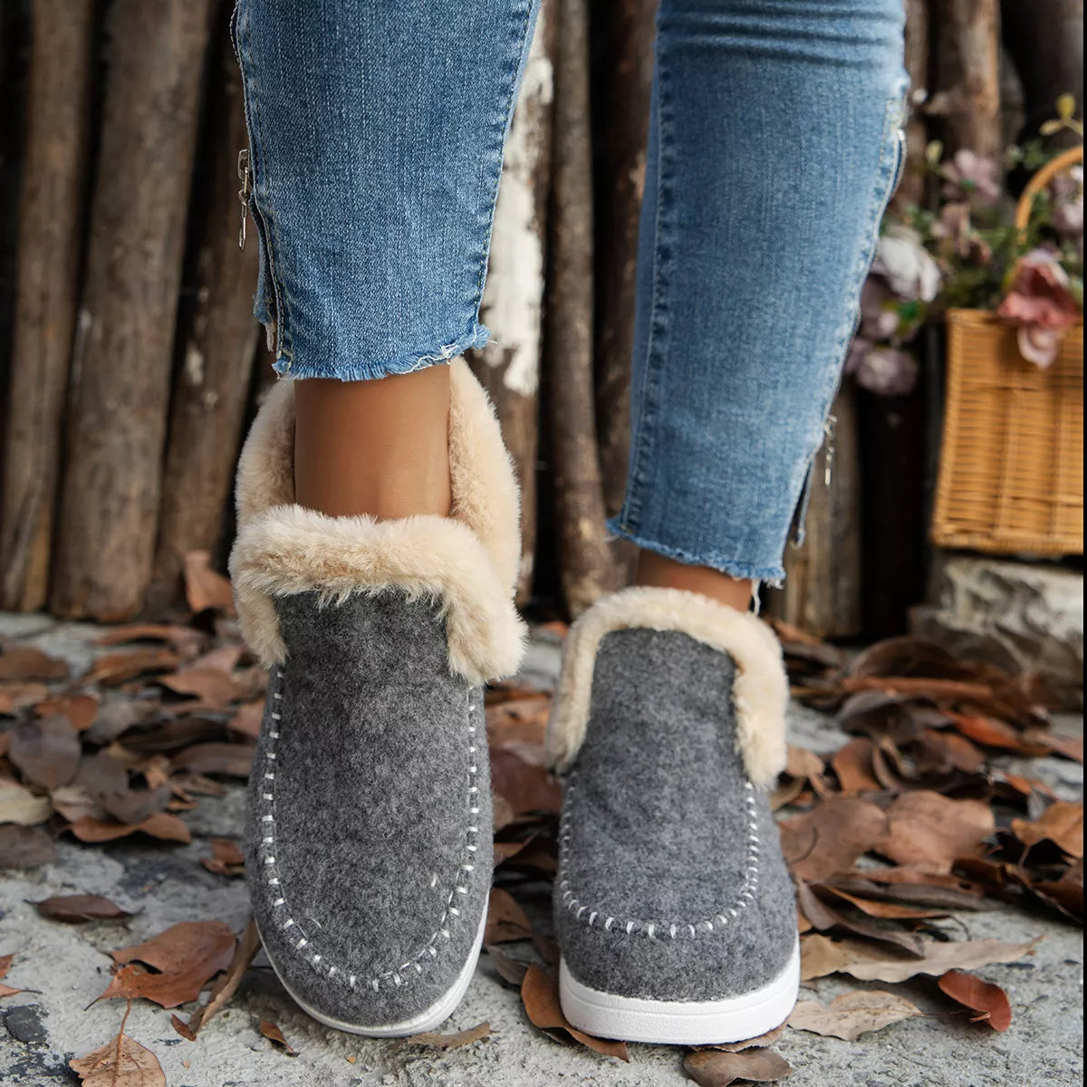 Round Toe Winter Ankle Boots - Lilixa.store