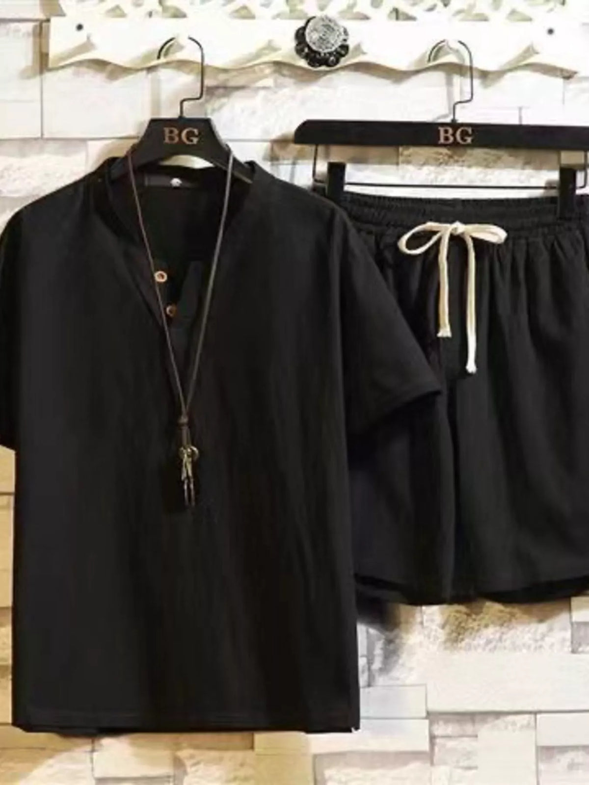 Men's Plus Size Short Sleeve Top and Shorts Set - Lilixa.store