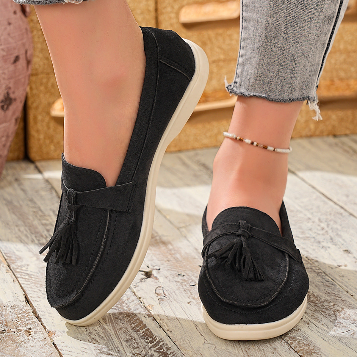 Tassel Round Toe Slip-Ons, view 2