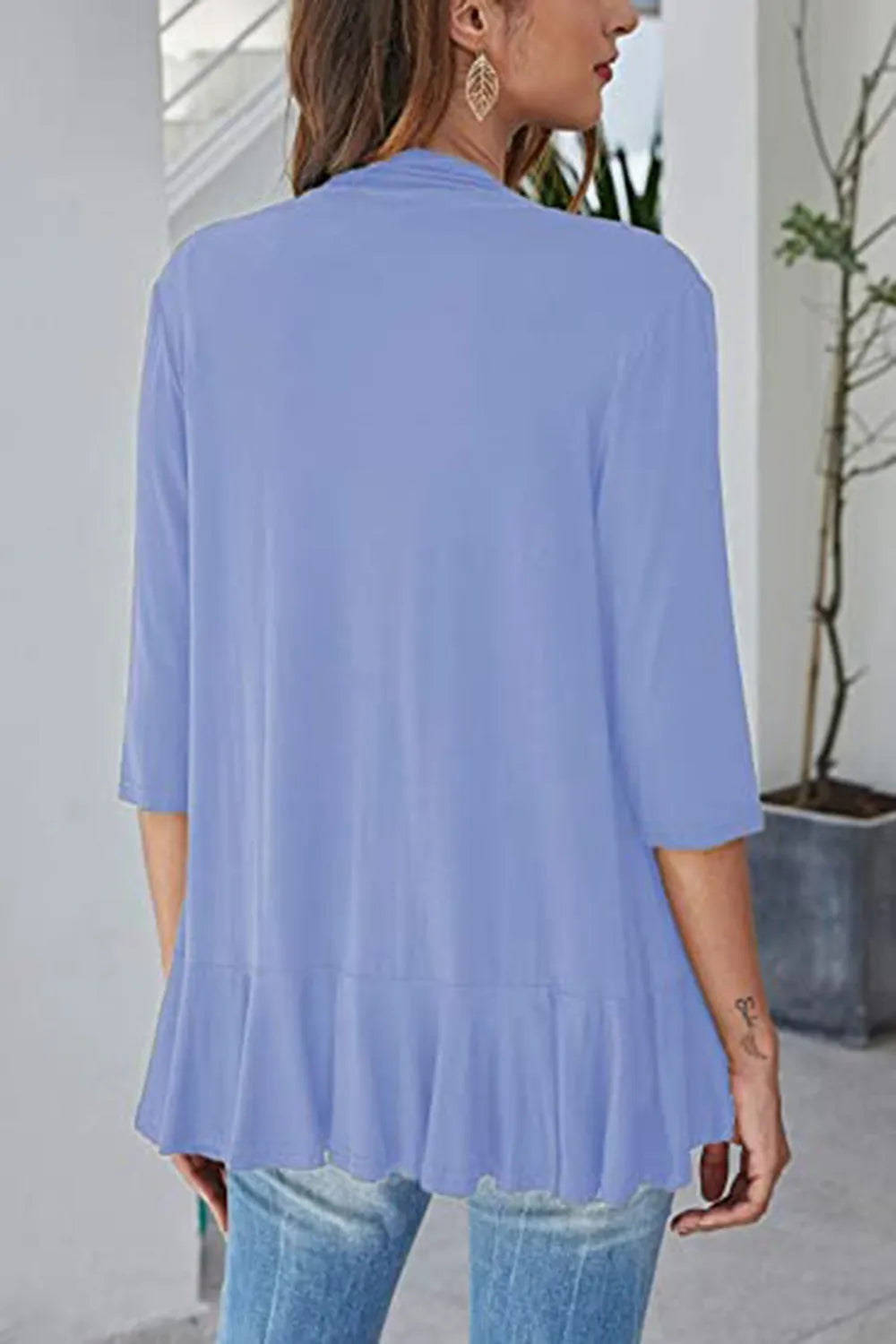 Open Front Three-Quarter Sleeve Cardigan, view 12