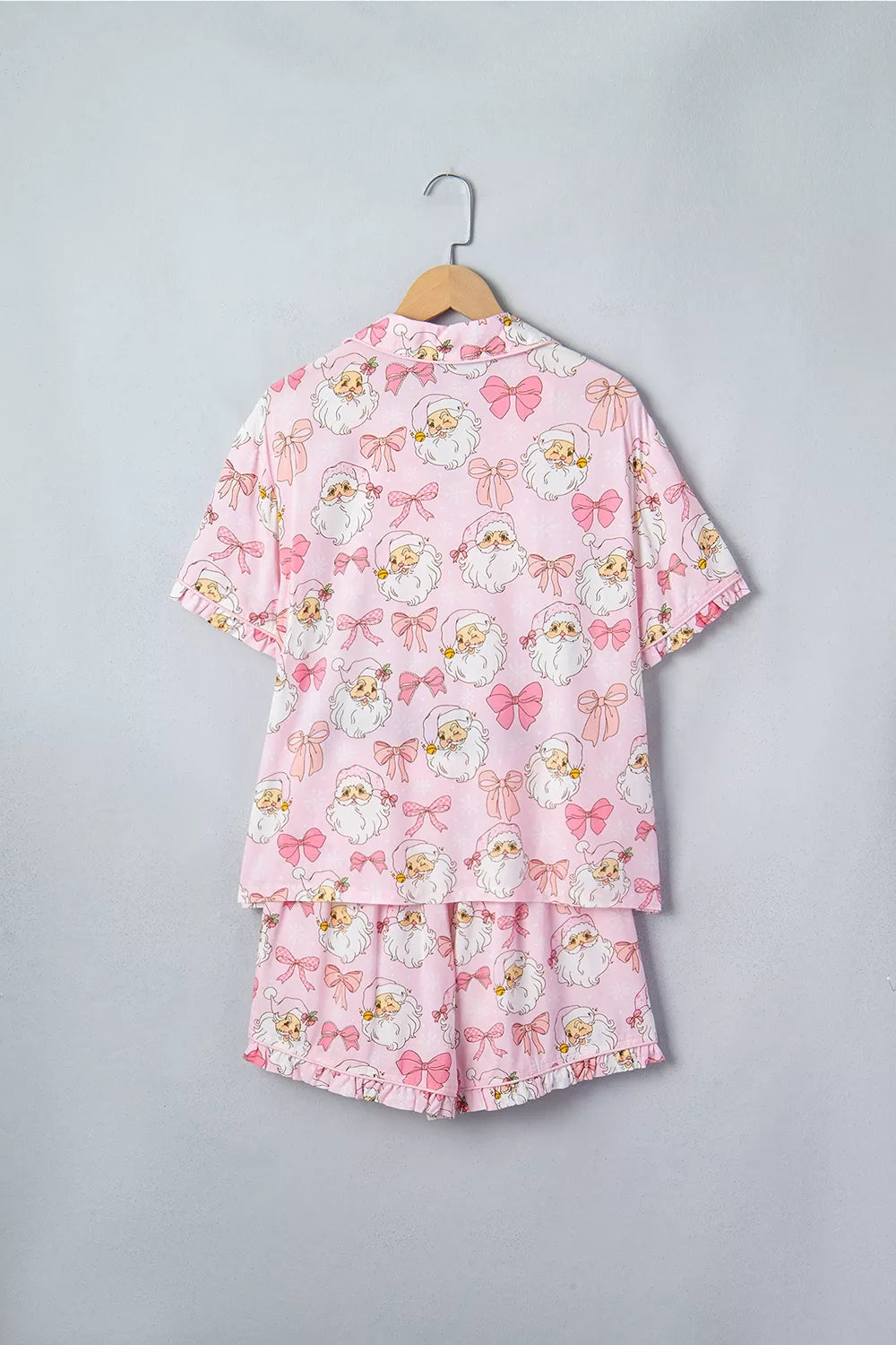 Santa Print Paneling Shift Silhouette Short Sleeve Lounge Set - Lilixa.store