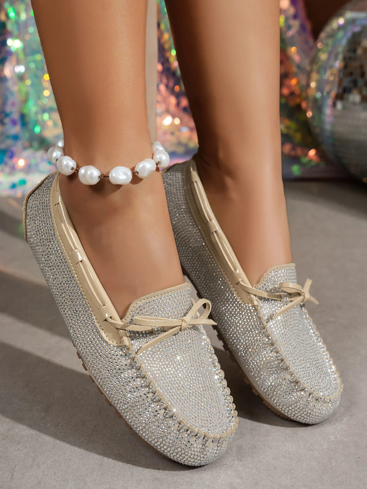 Bow Round Toe Flats Slip-Ons, view 2